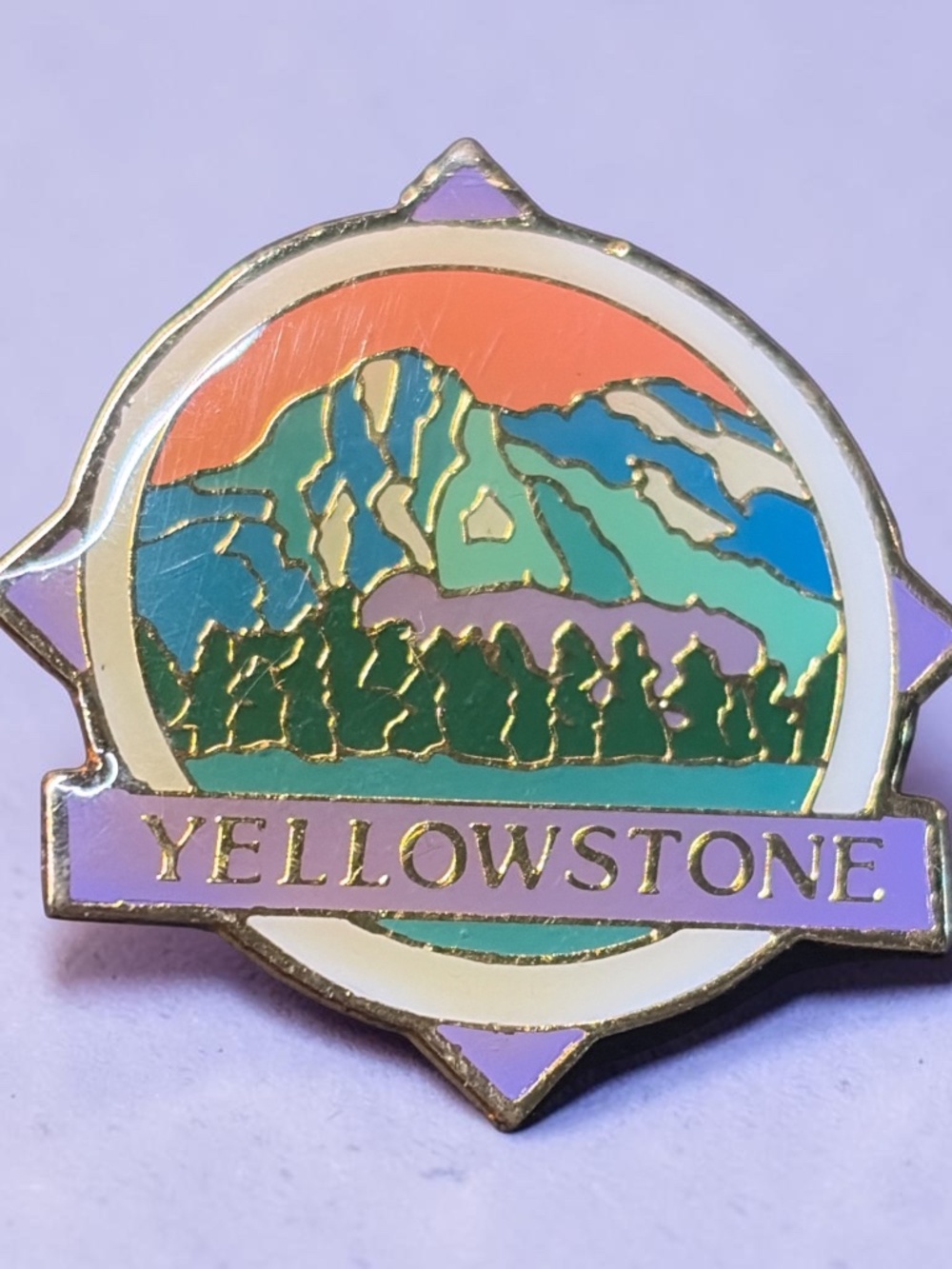 Yellowstone National Park Enamel Lapel Pin - Scenic Mountain Design
